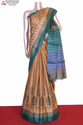 Exclusive Printed Tussar Silk Saree